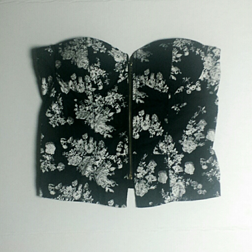 Skull and Roses Bustier Crop Top